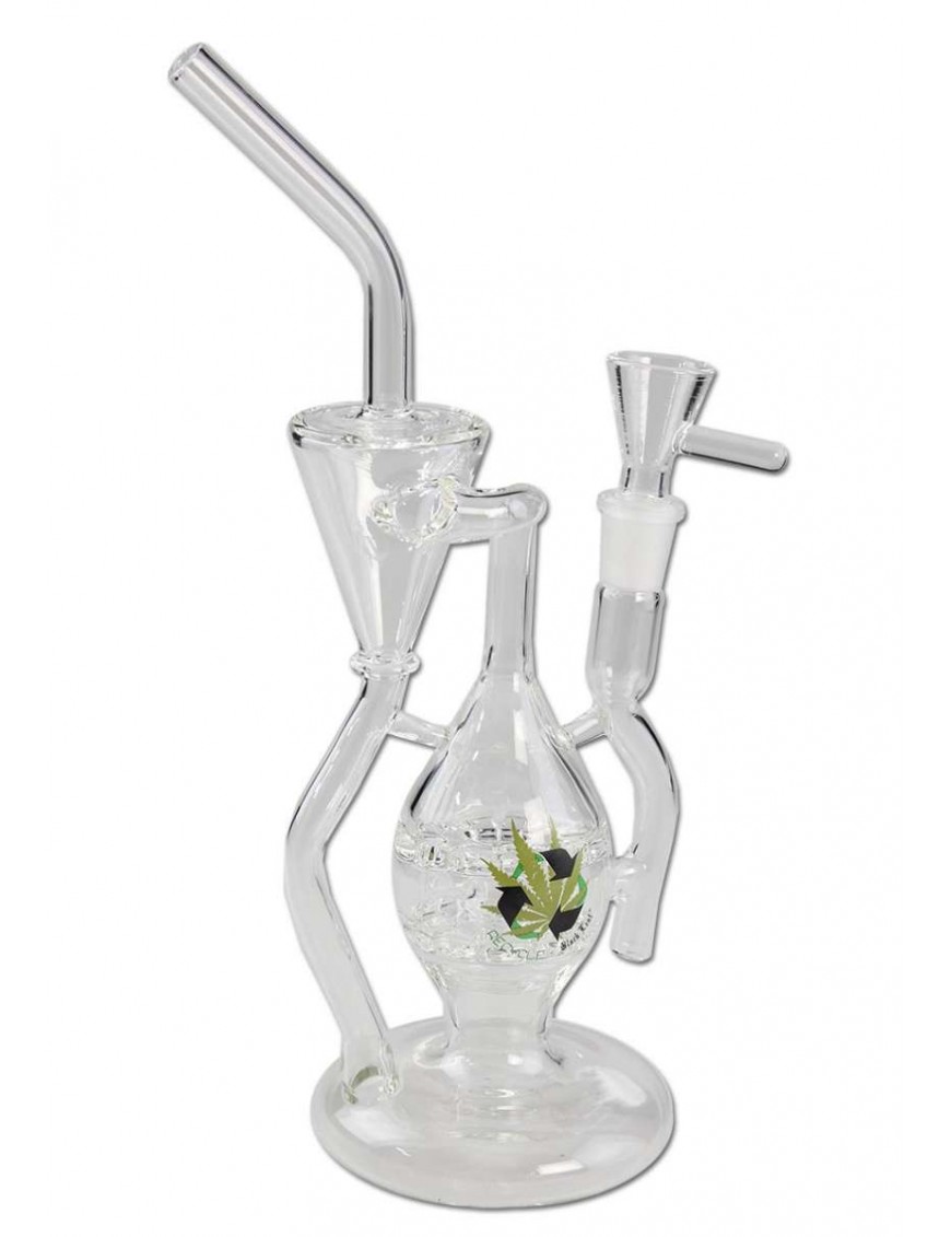 Reciclaje Bong con doble Diffuser Disc - Negro Leaf